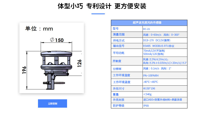 風(fēng)速傳感器性能參數(shù)圖